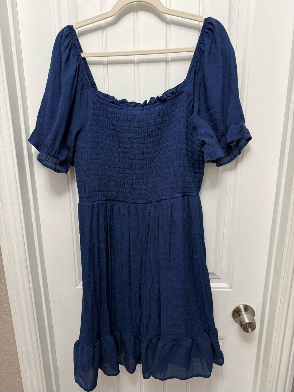 AUW Navy Blue Smocked Mini Dress - Picture 9 of 14